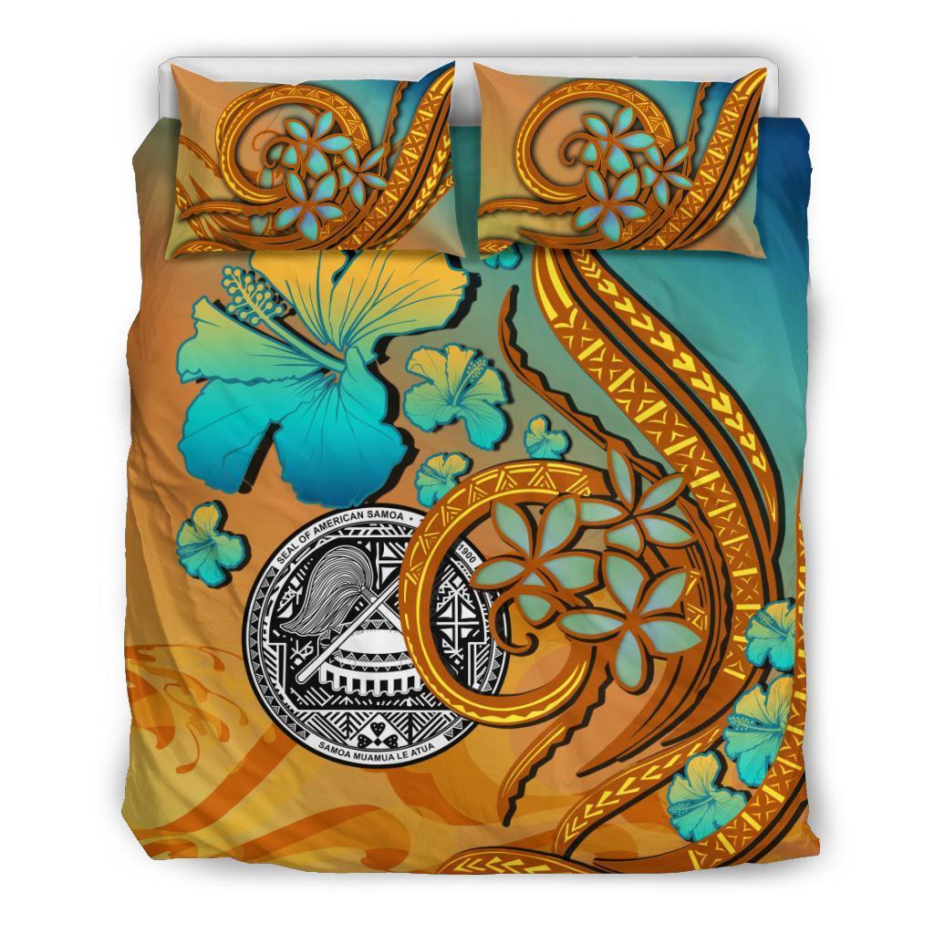 American Samoa Coat Of Arms Polynesian Bedding Set Sunset Glow - Vibe Hoodie Shop