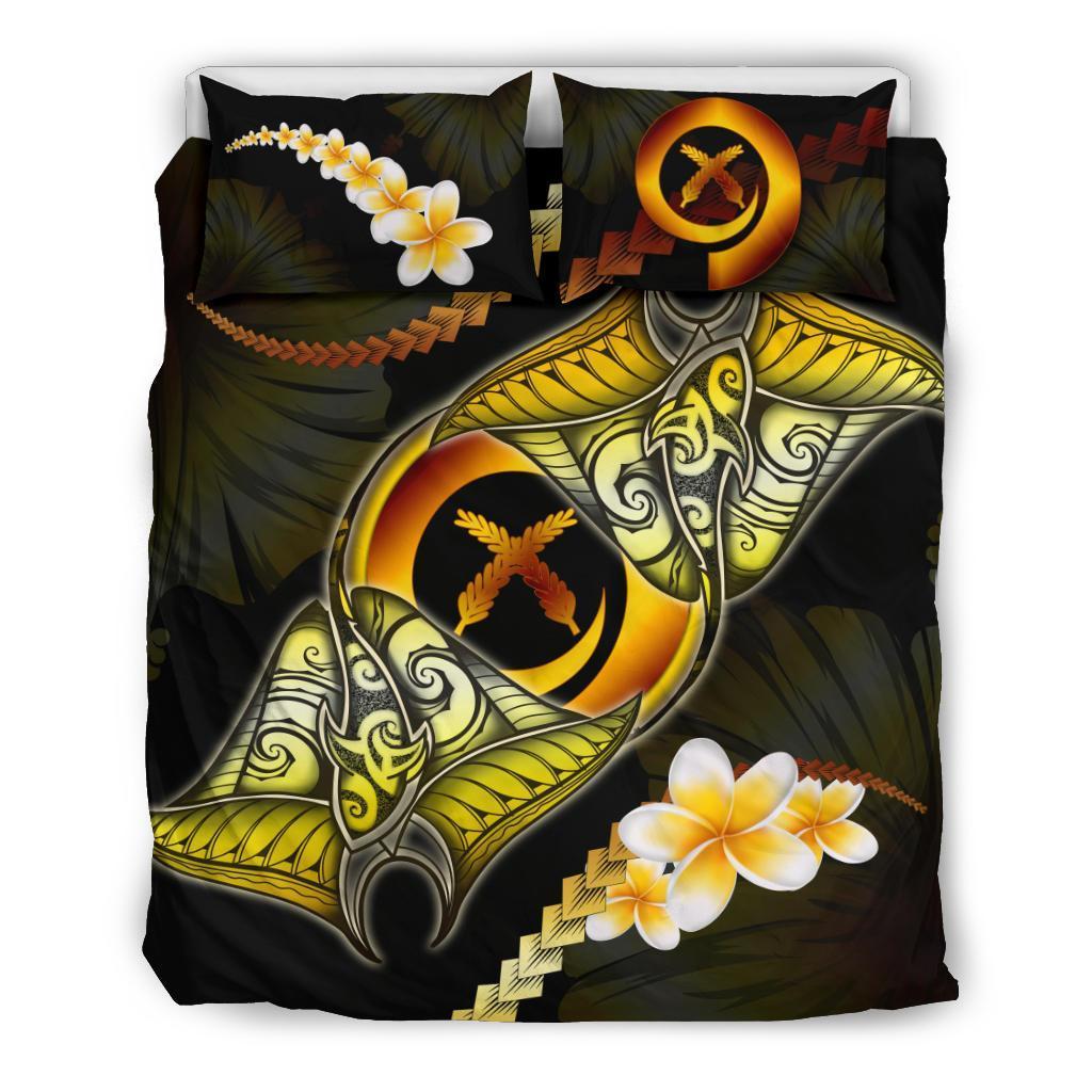 Vanuatu Bedding Set Plumeria - Polynesian Manta Ray Yellow - Vibe Hoodie Shop