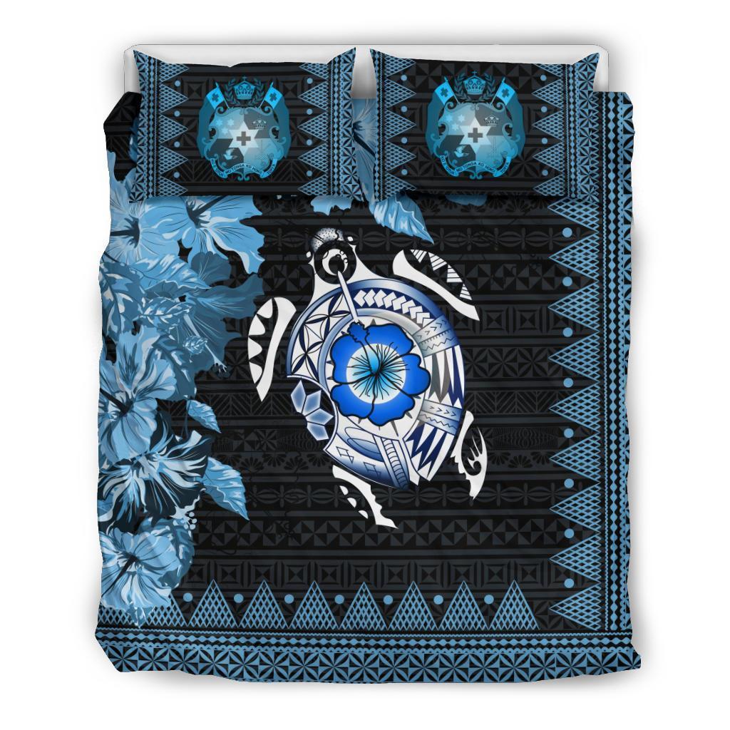 Tonga Bedding Set - Turtle Hibiscus Blue - Vibe Hoodie Shop