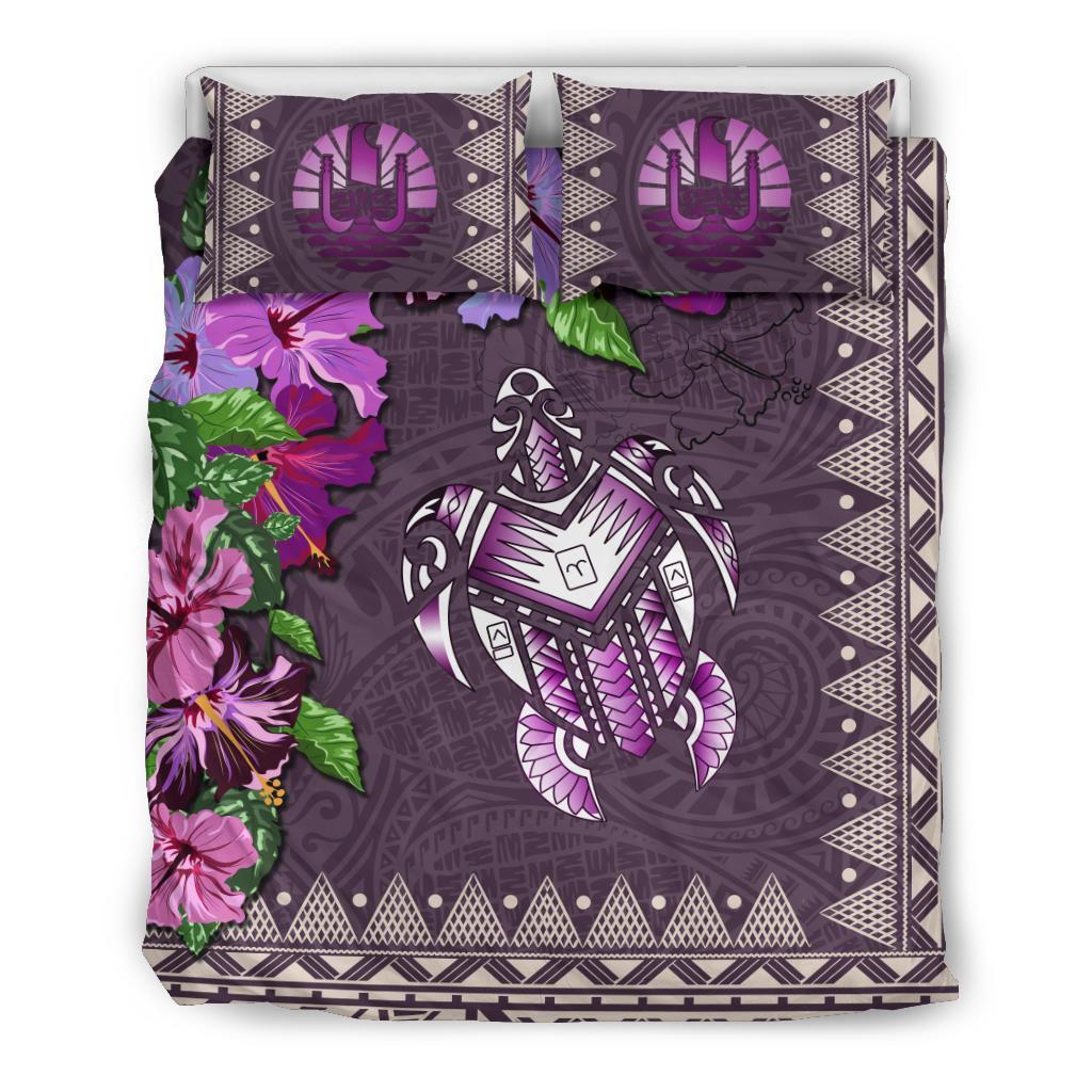 Tahiti Bedding Set - Turtle Hibiscus Purple - Vibe Hoodie Shop