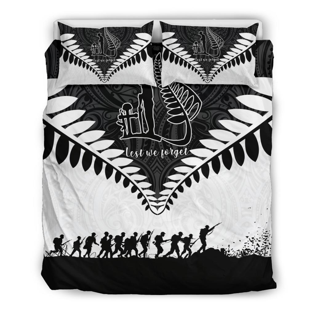 New Zealand ANZAC Bedding Set, Lest We Forget Silver Fern Duvet Cover And Pillow Case - Vibe Hoodie Shop