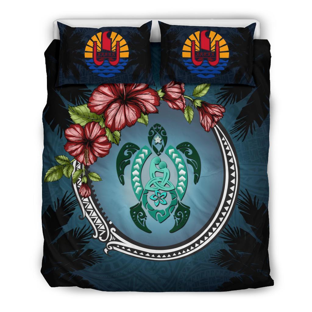 Tahiti Bedding Set - Polynesian Turtle Hibiscus Mother Son - Vibe Hoodie Shop