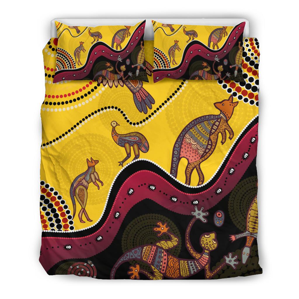 Aboriginal Bedding Set - Indigenous Animals Life Art - Vibe Hoodie Shop