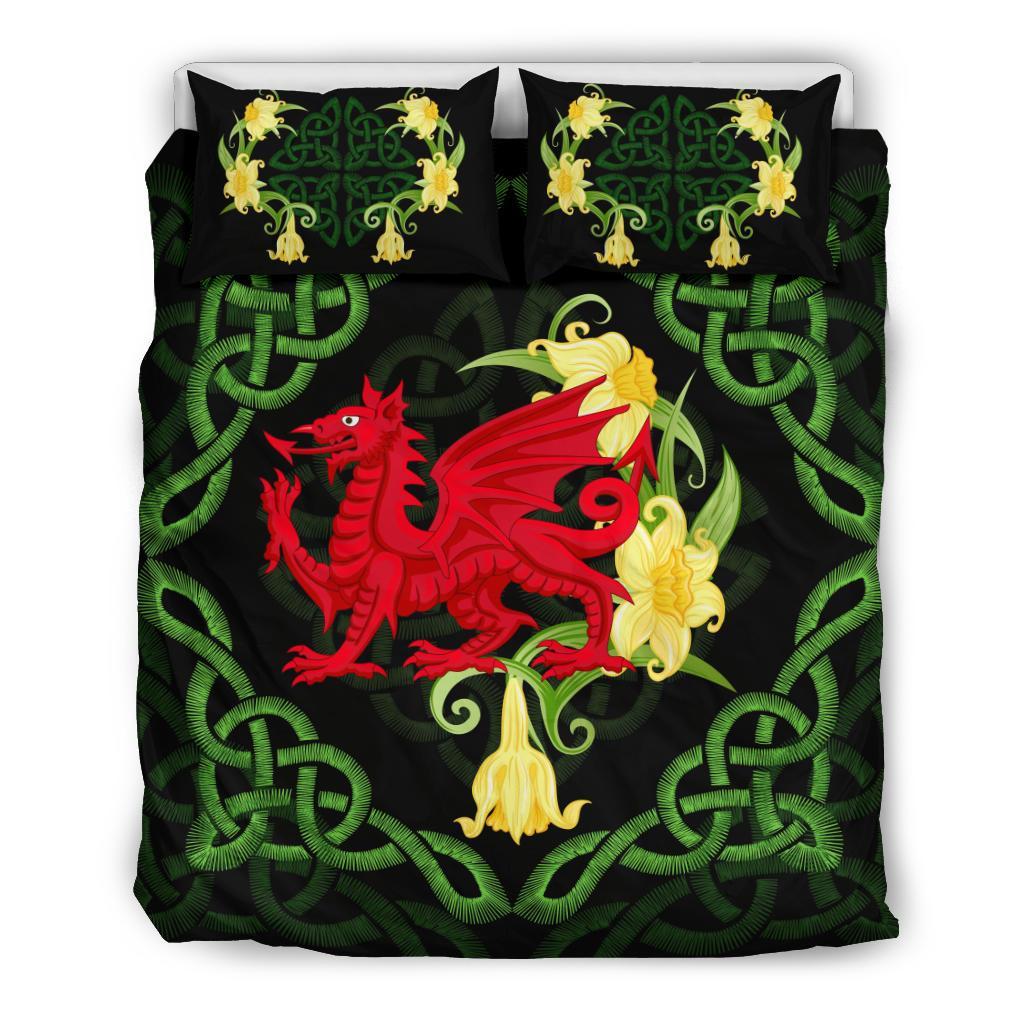 Wales Bedding Set - Dragon Daffodil Celtic - Vibe Hoodie Shop