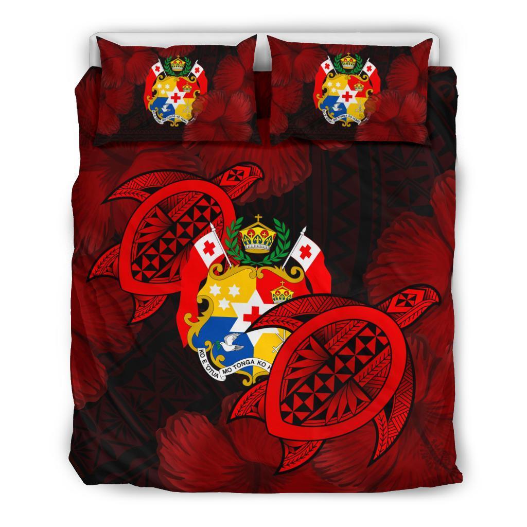 Tonga Bedding Set - Turtle Hibiscus Coat Of Arm - Ah - Vibe Hoodie Shop