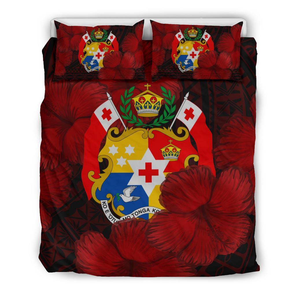 Tonga Coat Of Arm Hibiscus Bedding Set - Ah - Vibe Hoodie Shop