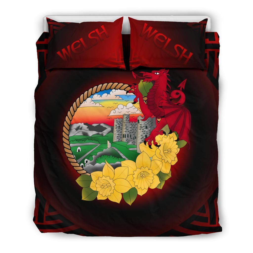 Welsh Bedding Set - Wales Dragon and Daffodil - Vibe Hoodie Shop