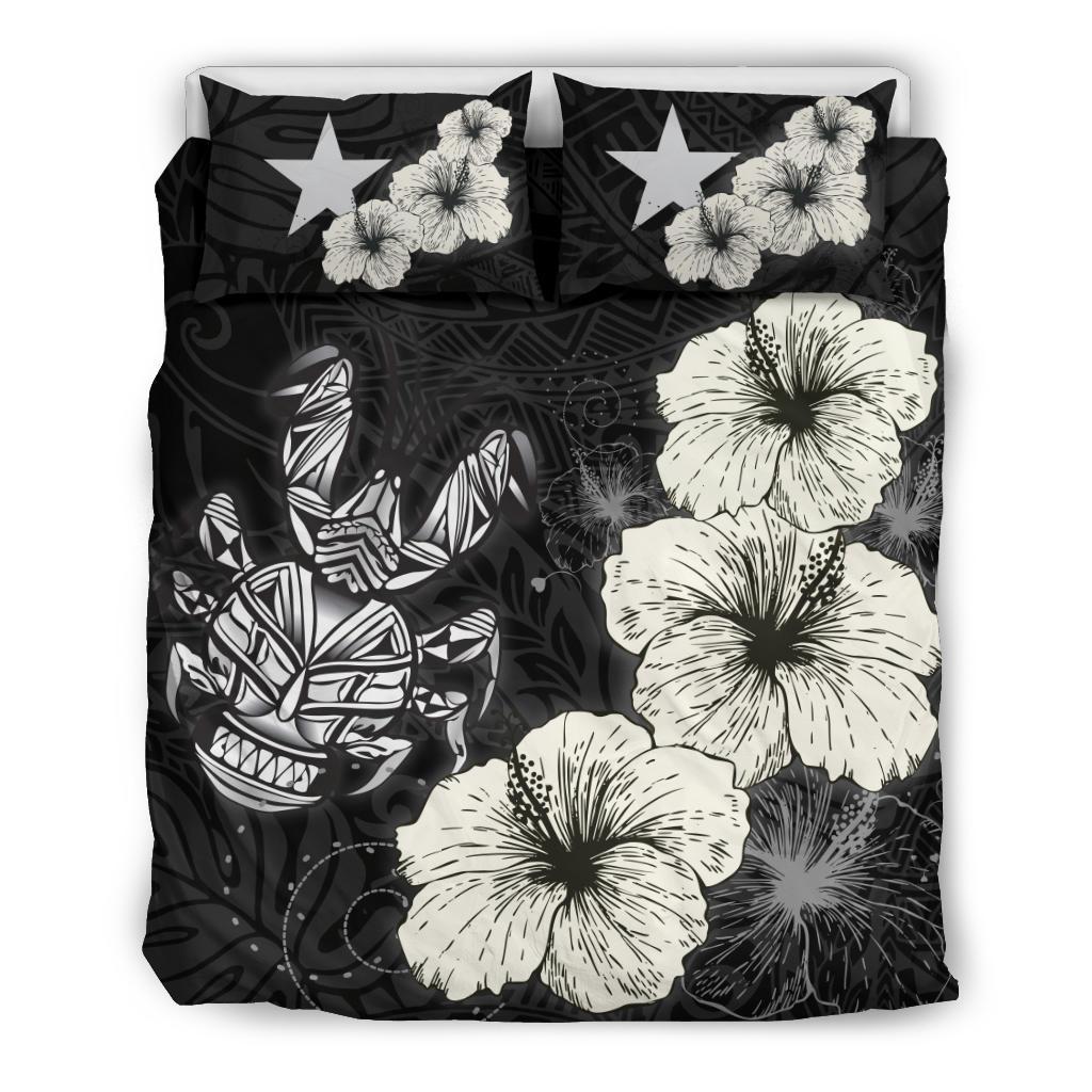 Niue Hibiscus Turtle Polynesian Bedding Set - Style Black - Vibe Hoodie Shop