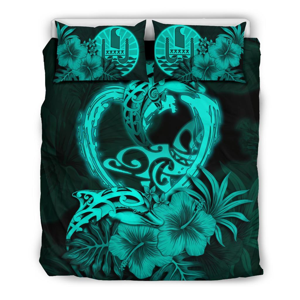 Tahiti Bedding Set I Love Dophins Duvet Cover Hibiscus - Vibe Hoodie Shop