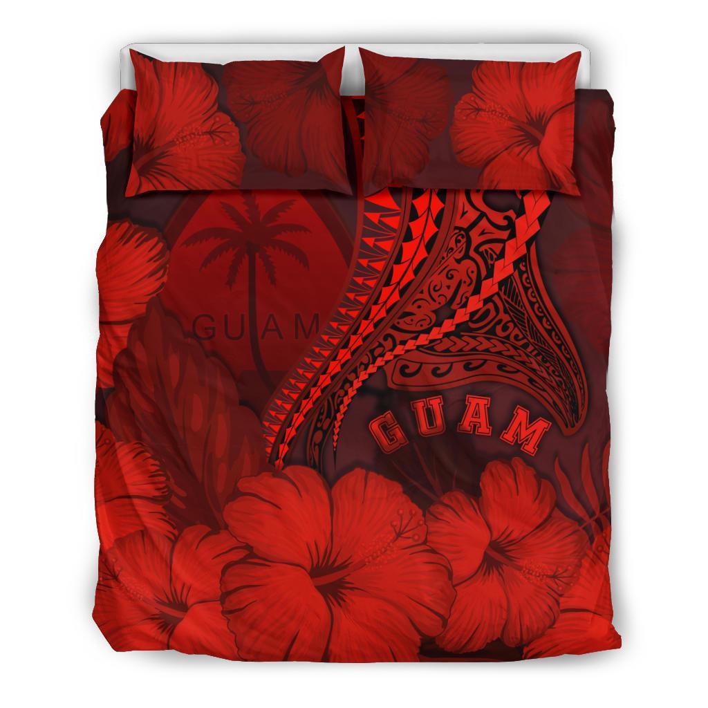 Guam Bedding Set Guam Manta Polynesian Hibiscus (Red) - Vibe Hoodie Shop