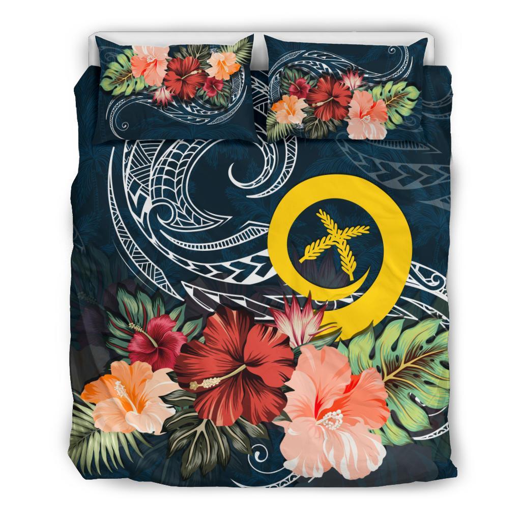 Vanuatu Bedding Set Hibiscus Polynesian Wave Duvet Cover - Vibe Hoodie Shop