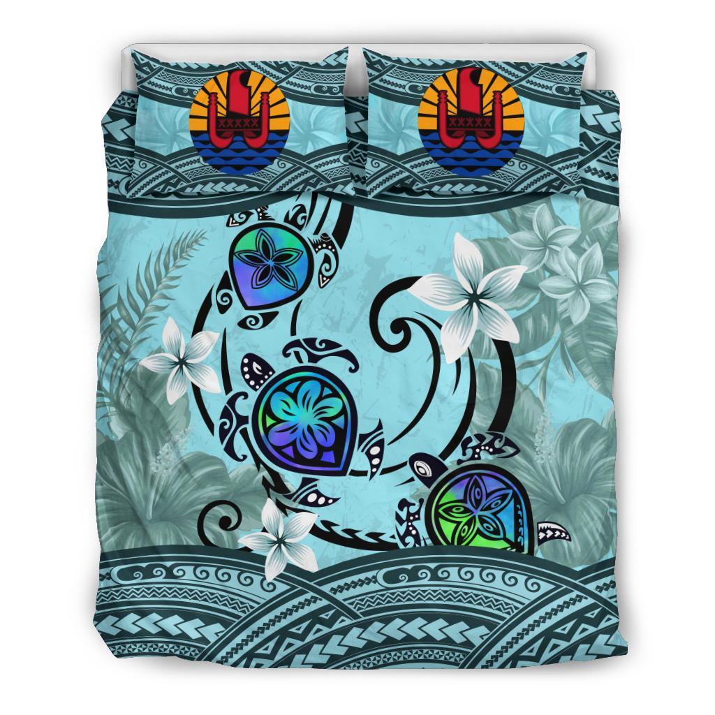 Tahiti Bedding Set - Polynesian Turtle Plumeria - Vibe Hoodie Shop