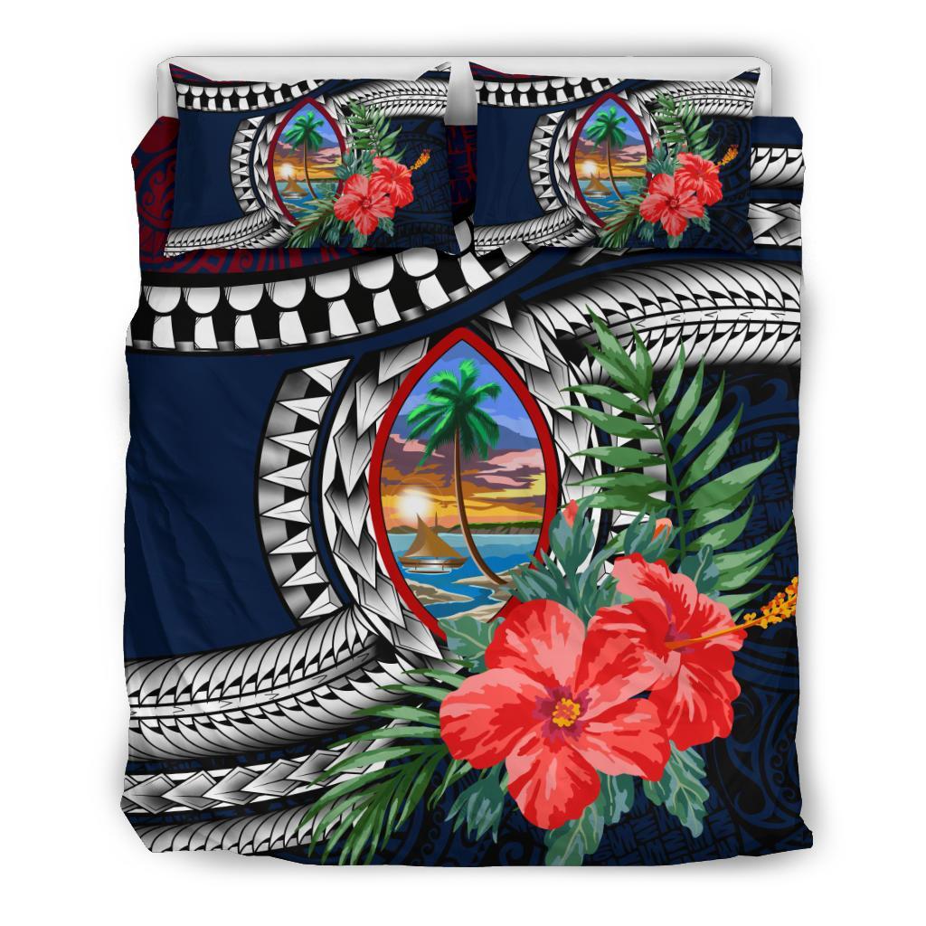 Guam Bedding Set - Polynesian Coat Of Arms Hibiscus - Vibe Hoodie Shop