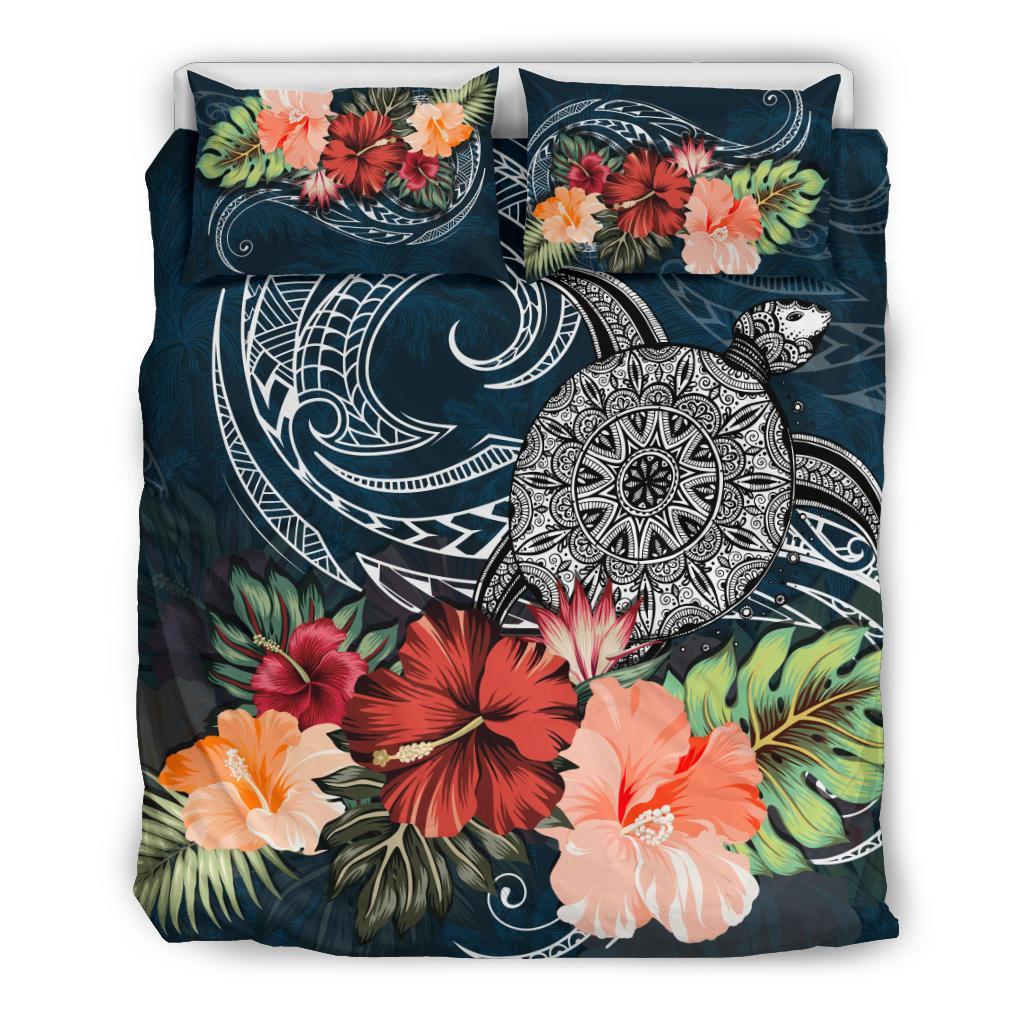 Turtle And Hibiscus Bedding Set Polynesian - Vibe Hoodie Shop