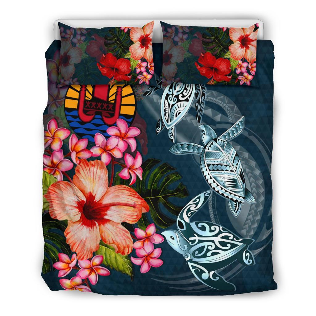 Tahiti Bedding Set - Polynesian Turtle Tropical Plumeria - Vibe Hoodie Shop