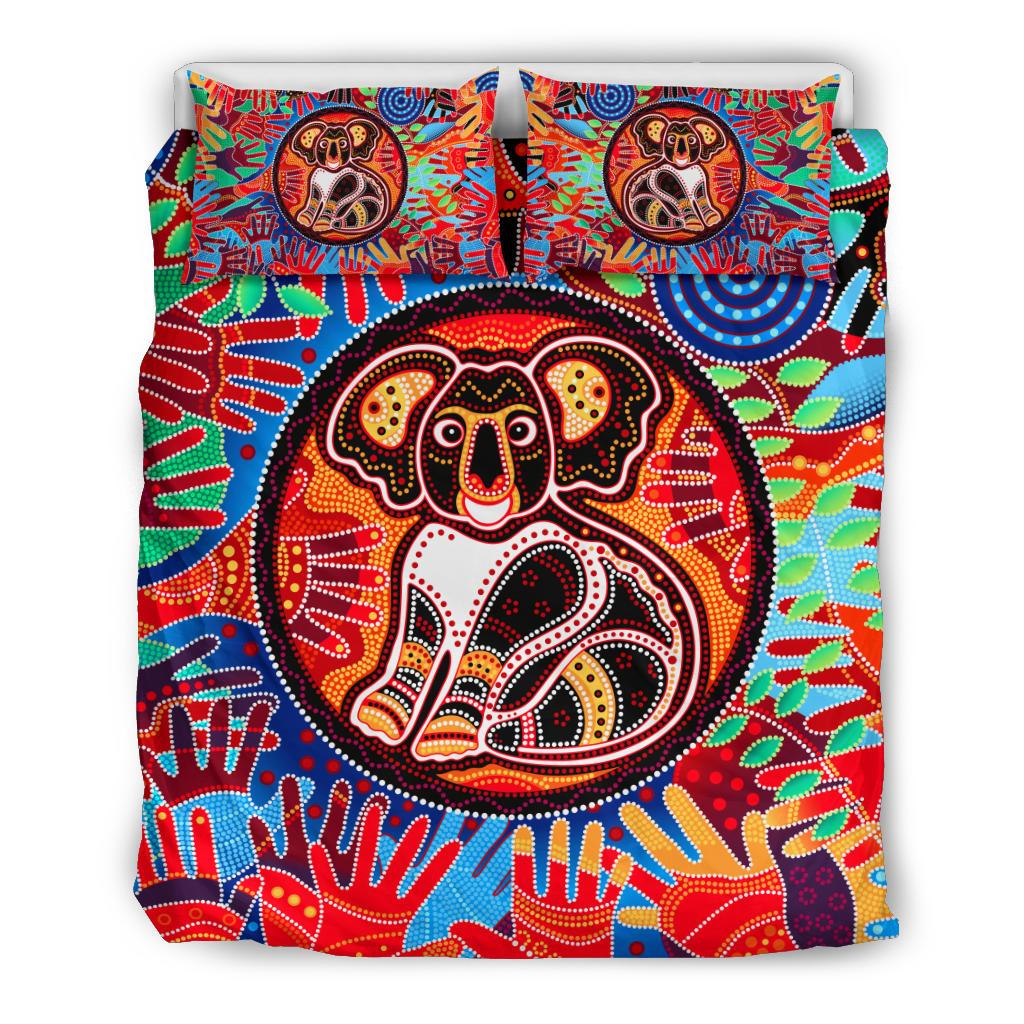 Aboriginal Bedding Set, Koala and Hand Art Dot Painting Bedding Set - Vibe Hoodie Shop