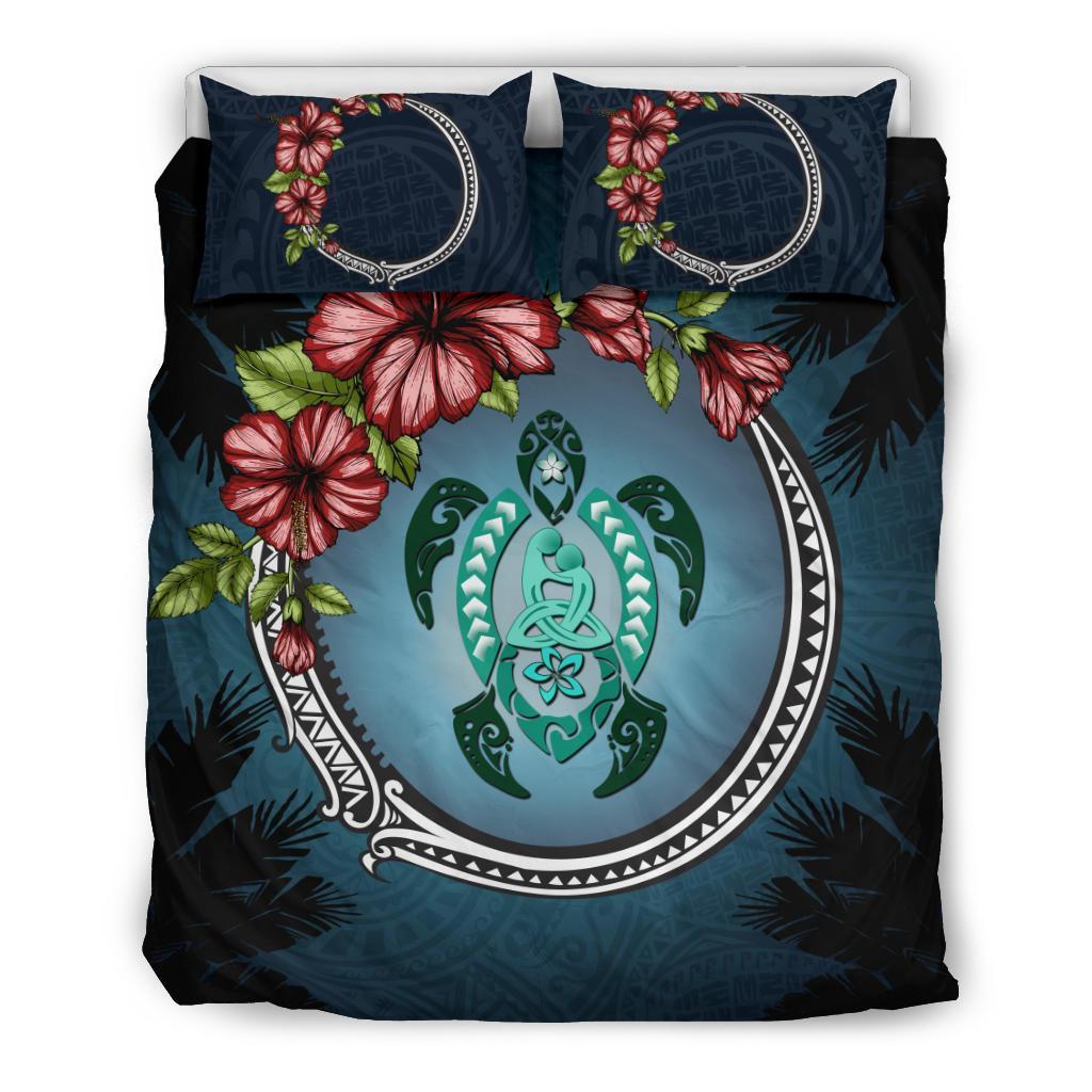 Polynesian Bedding Set - Polynesian Ohana Turtle Hibiscus Mother Son - Vibe Hoodie Shop