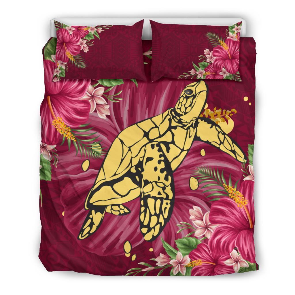 Polynesian Bedding Set - Turtle Polynesian Hibiscus - Vibe Hoodie Shop