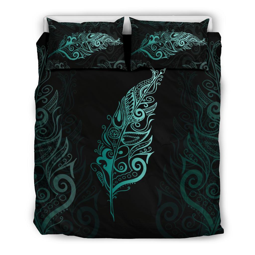 Light Silver Fern New Zealand Bedding Set - Turquoise - Vibe Hoodie Shop