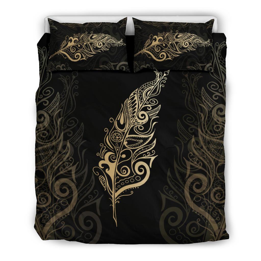 Light Silver Fern New Zealand Bedding Set - Golden - Vibe Hoodie Shop