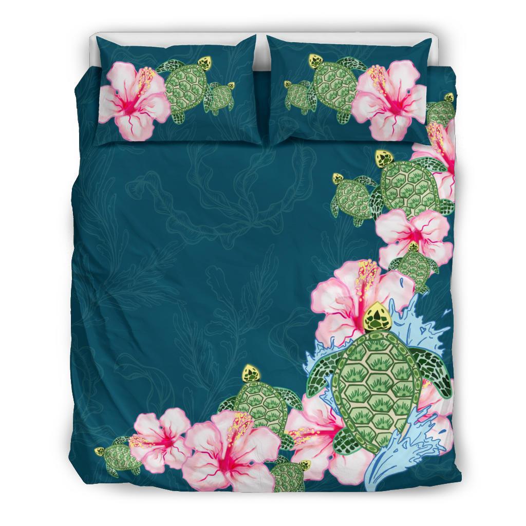 Hibiscus Turtle Bedding Set - Vibe Hoodie Shop