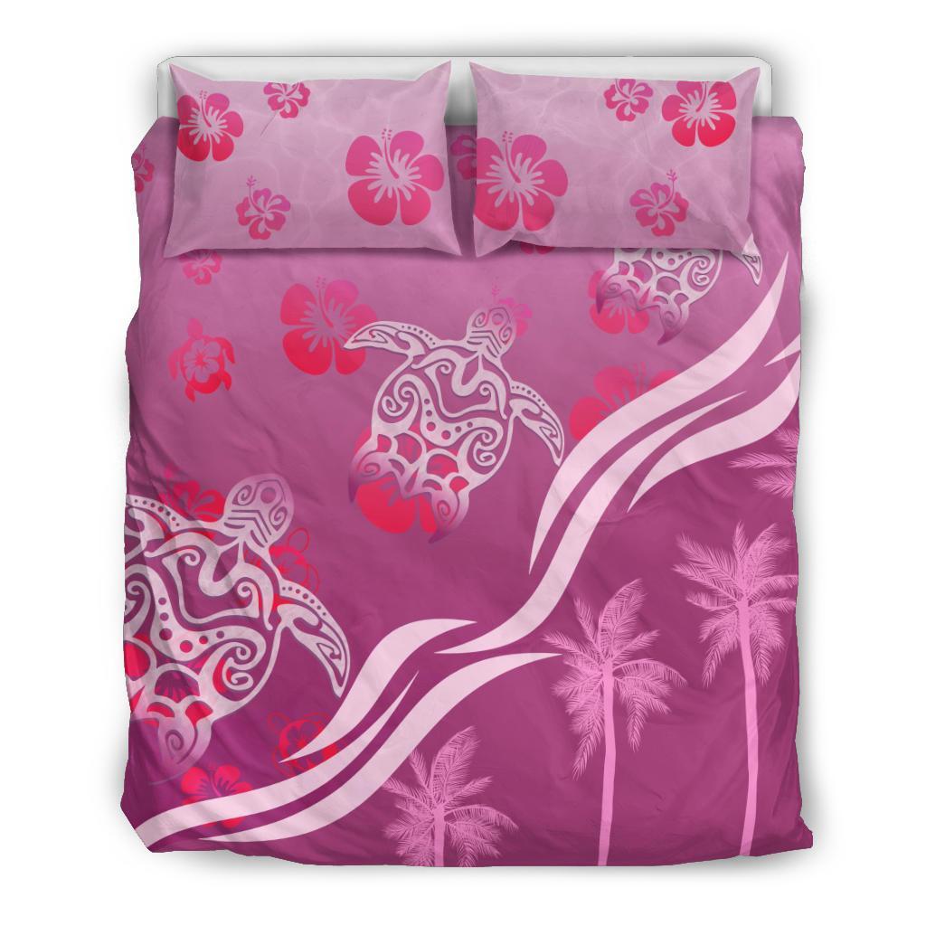 Pink Turtle Hibiscus Bedding Set - Vibe Hoodie Shop