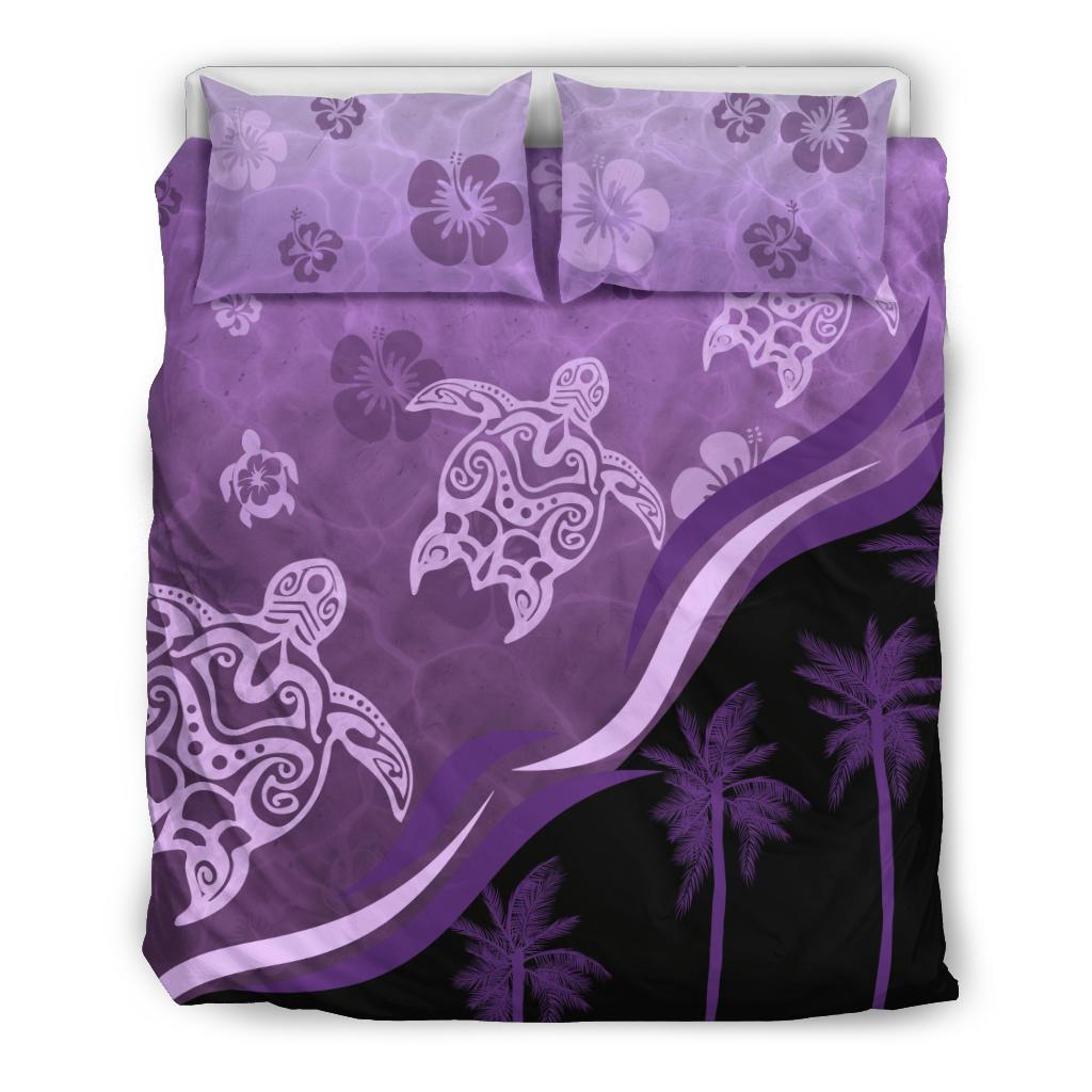 Purple Turtle Hibiscus Bedding Set - Vibe Hoodie Shop