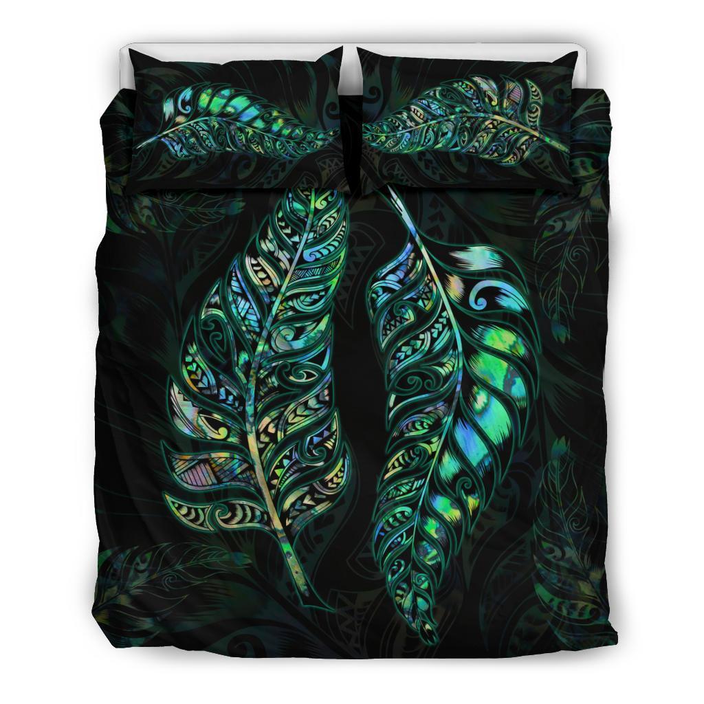 New Zealand Silver Fern Couple Bedding Set Paua Shell - Vibe Hoodie Shop