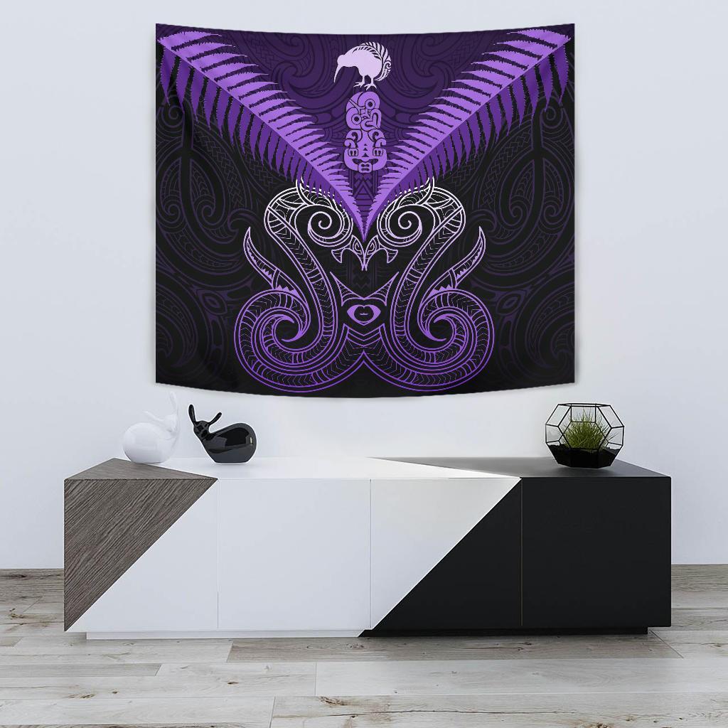 Maori Manaia New Zealand Tapestry Purple - Vibe Hoodie Shop