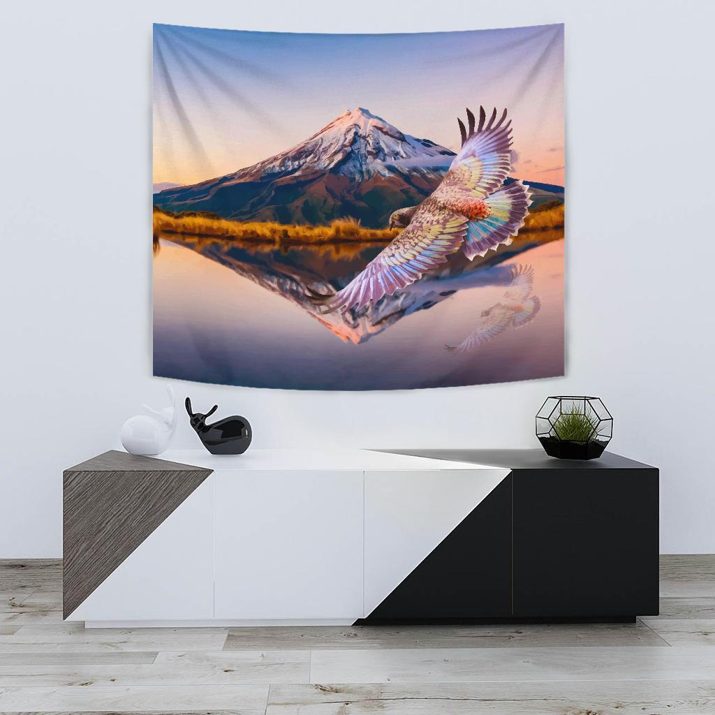 New Zealand Kea Bird Mount Taranaki Tapestry - Vibe Hoodie Shop