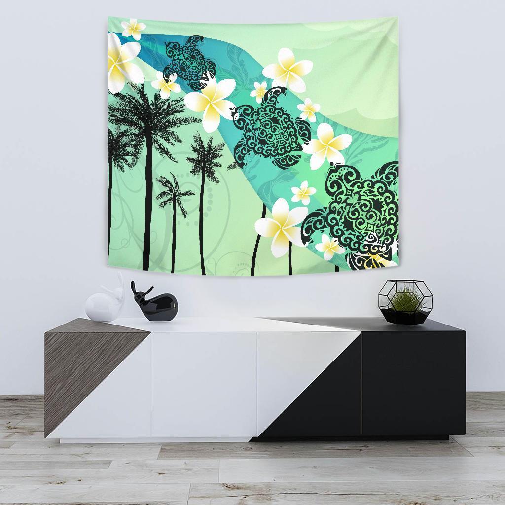 Plumeria Sea Turtle Tapestry - Vibe Hoodie Shop