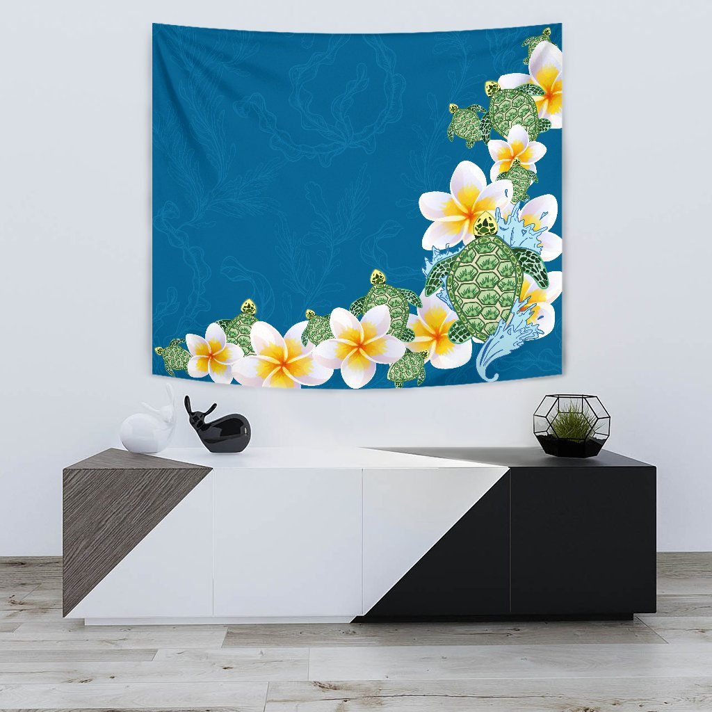 Plumeria Sea Turtle Tapestry - Vibe Hoodie Shop