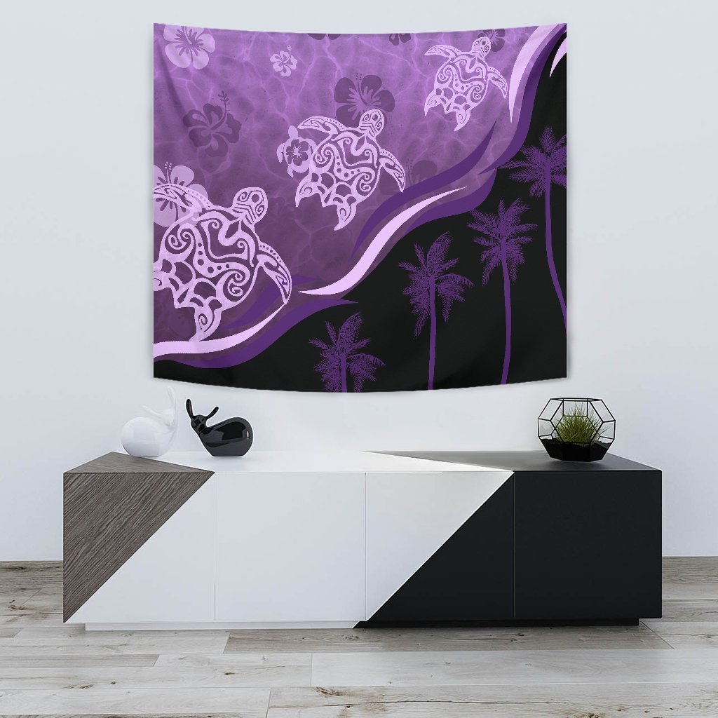 Purple Turtle Hibiscus Tapestry - Vibe Hoodie Shop