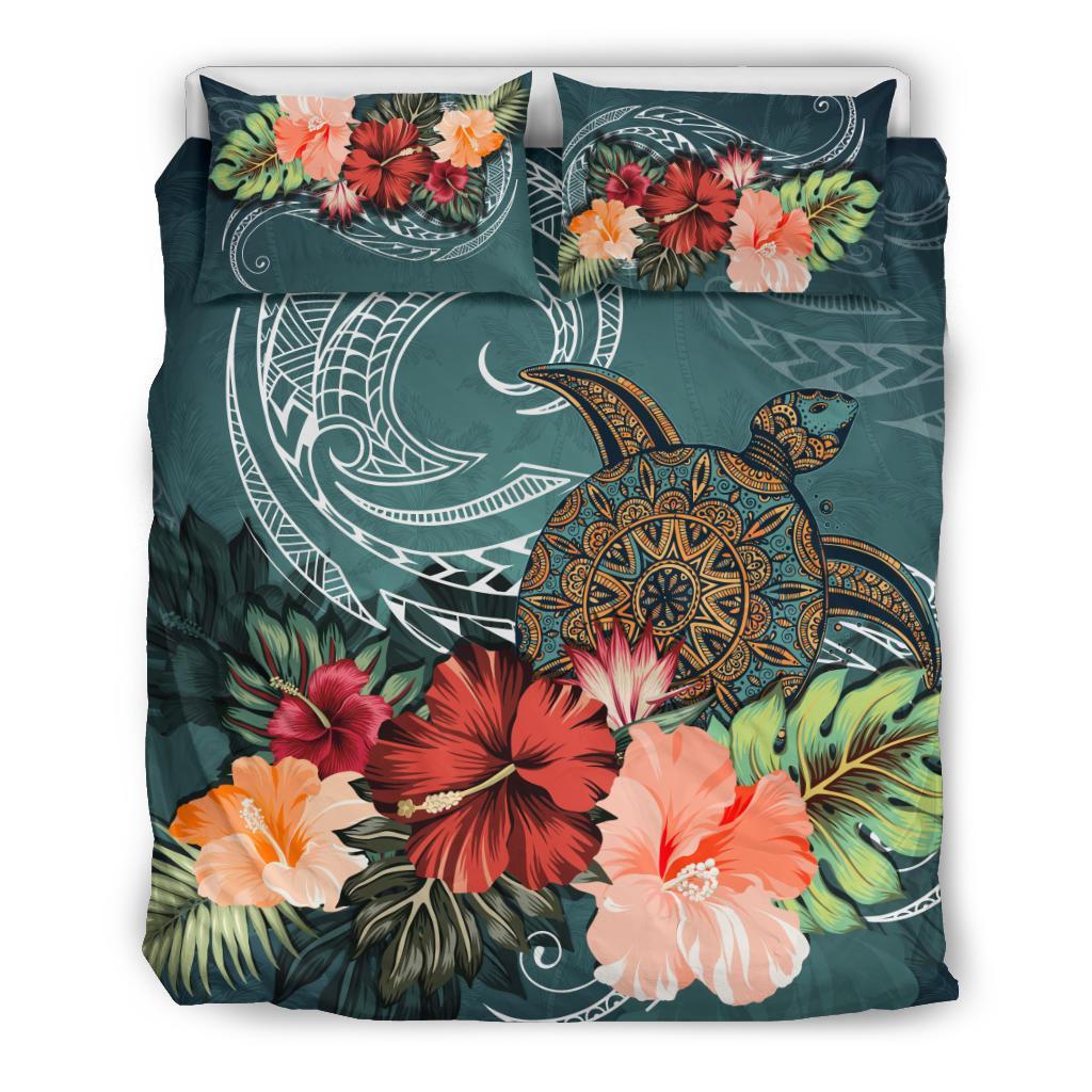 Turtle Polynesian Bedding Set Hibiscus Polynesian - Vibe Hoodie Shop