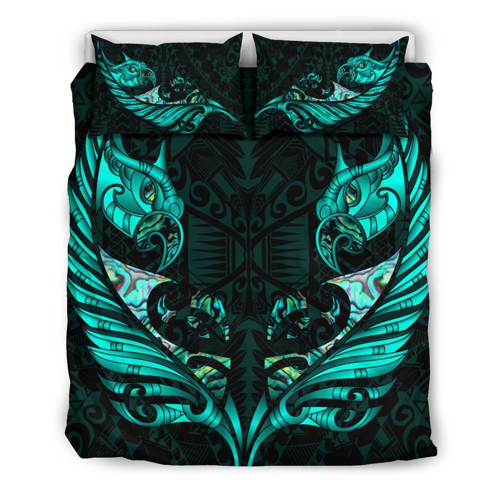 New Zealand Bedding Set Manaia Paua Fern Wing - Turquoise - Vibe Hoodie Shop