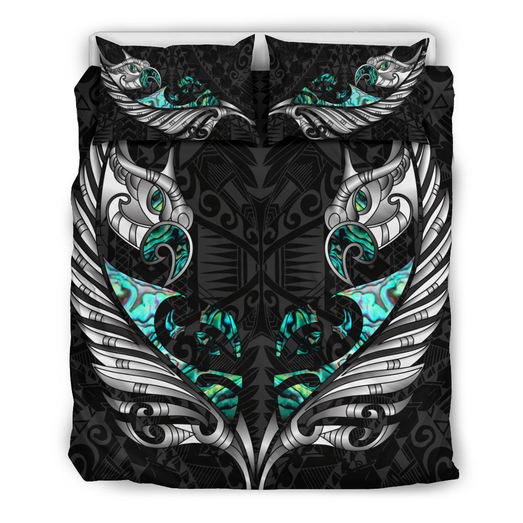 New Zealand Bedding Set Manaia Paua Fern Wing - White - Vibe Hoodie Shop