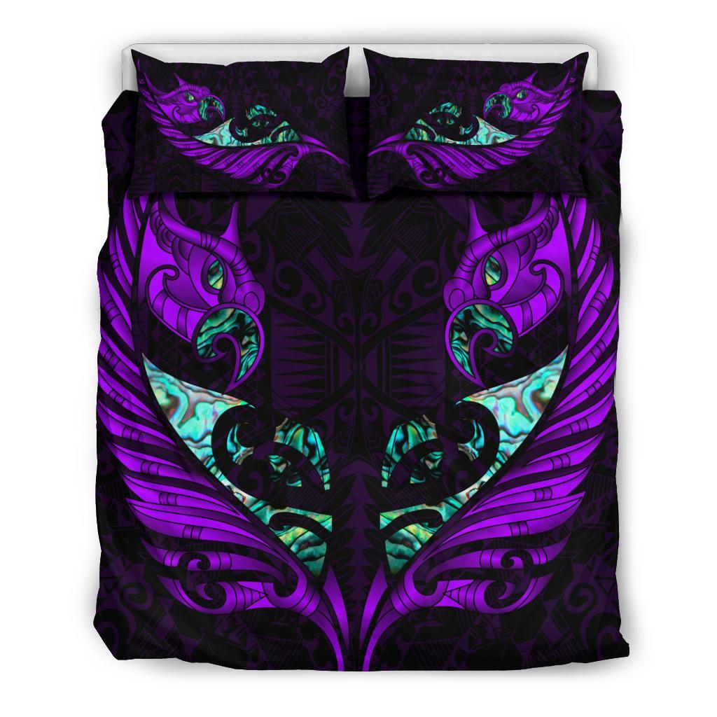 New Zealand Bedding Set Manaia Paua Fern Wing - Violet - Vibe Hoodie Shop