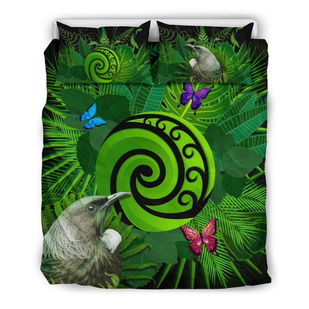 New Zealand Bedding Set Koru Fern Mix Tui Bird - Tropical Floral - Vibe Hoodie Shop