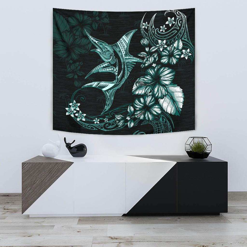 Marlin Polynesian Tapestry Hibiscus Polynesian - Vibe Hoodie Shop