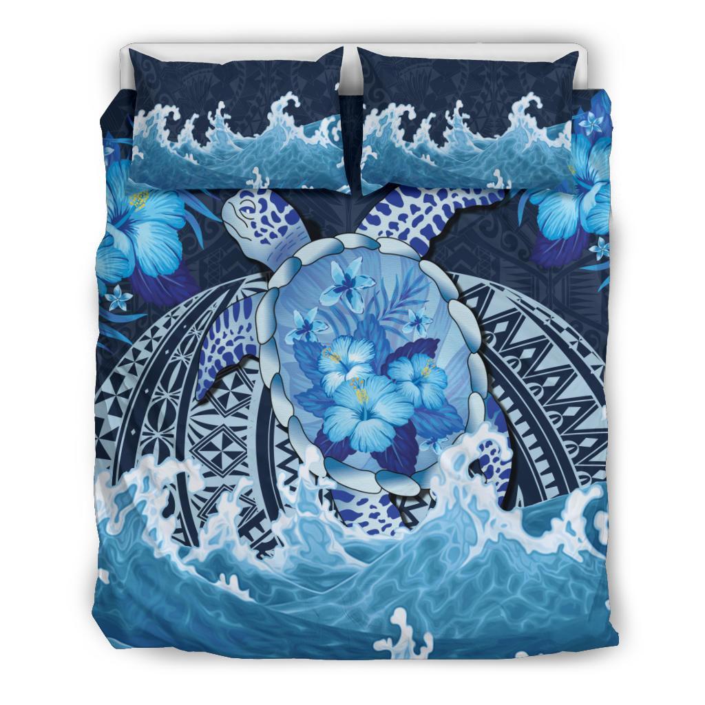 Polynesian Turtle Hibiscus The Blue Sea Bedding Set - Vibe Hoodie Shop