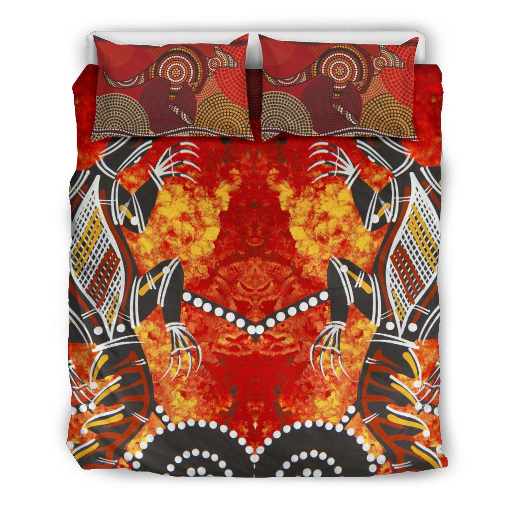 Aboriginal Bedding Set Crocodile, Kangaroo Dot Painting Art - Vibe Hoodie Shop