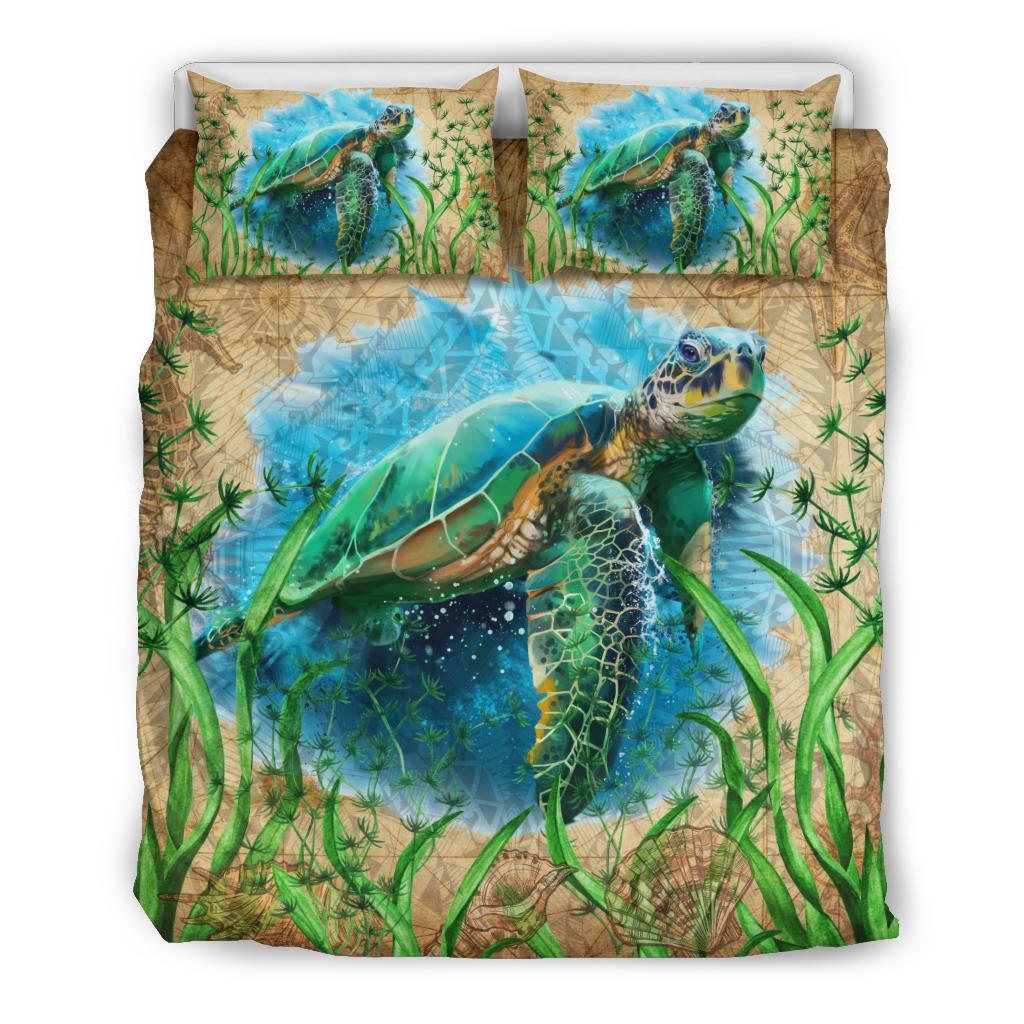 Polynesian Bedding Set Sea Turtle Vintage - Vibe Hoodie Shop