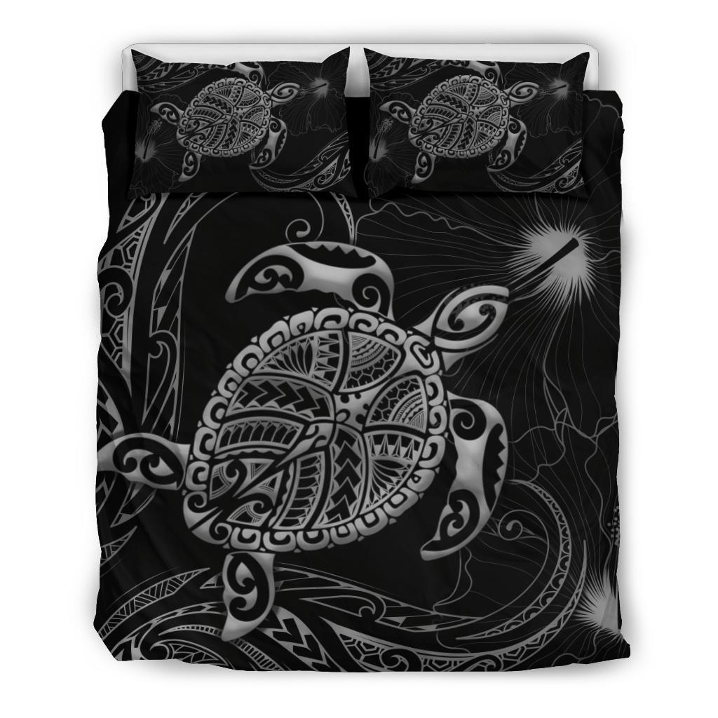 Polynesian Bedding Set Turtle Mix Hibiscus - Gray - Vibe Hoodie Shop