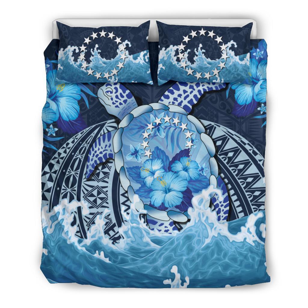 Cook Islands Polynesian Sea Turtle Hibiscus Bedding Set - Vibe Hoodie Shop