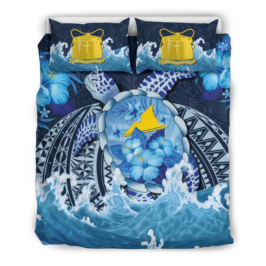 Tokelau Polynesian Sea Turtle Hibiscus Bedding Set - Vibe Hoodie Shop