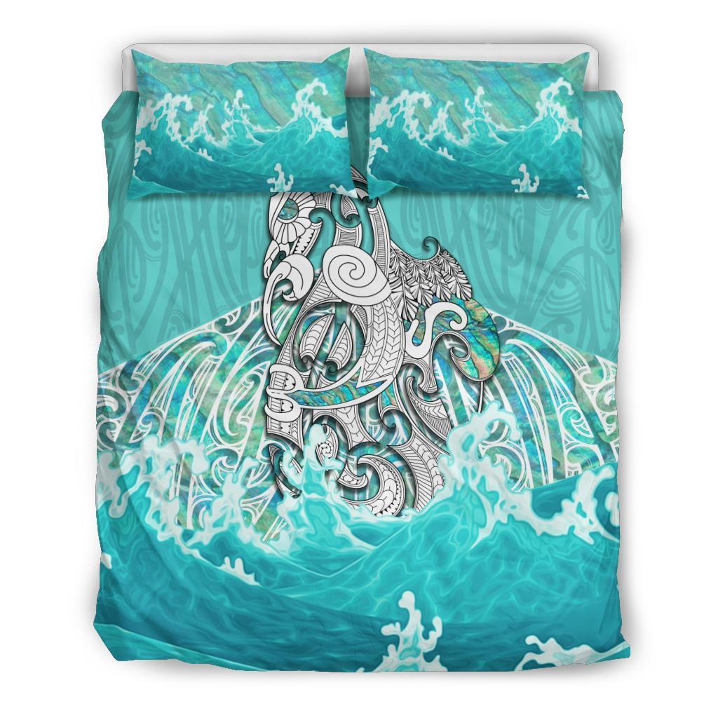 Maori Manaia The Blue Sea Bedding Set, Turquoise - Vibe Hoodie Shop