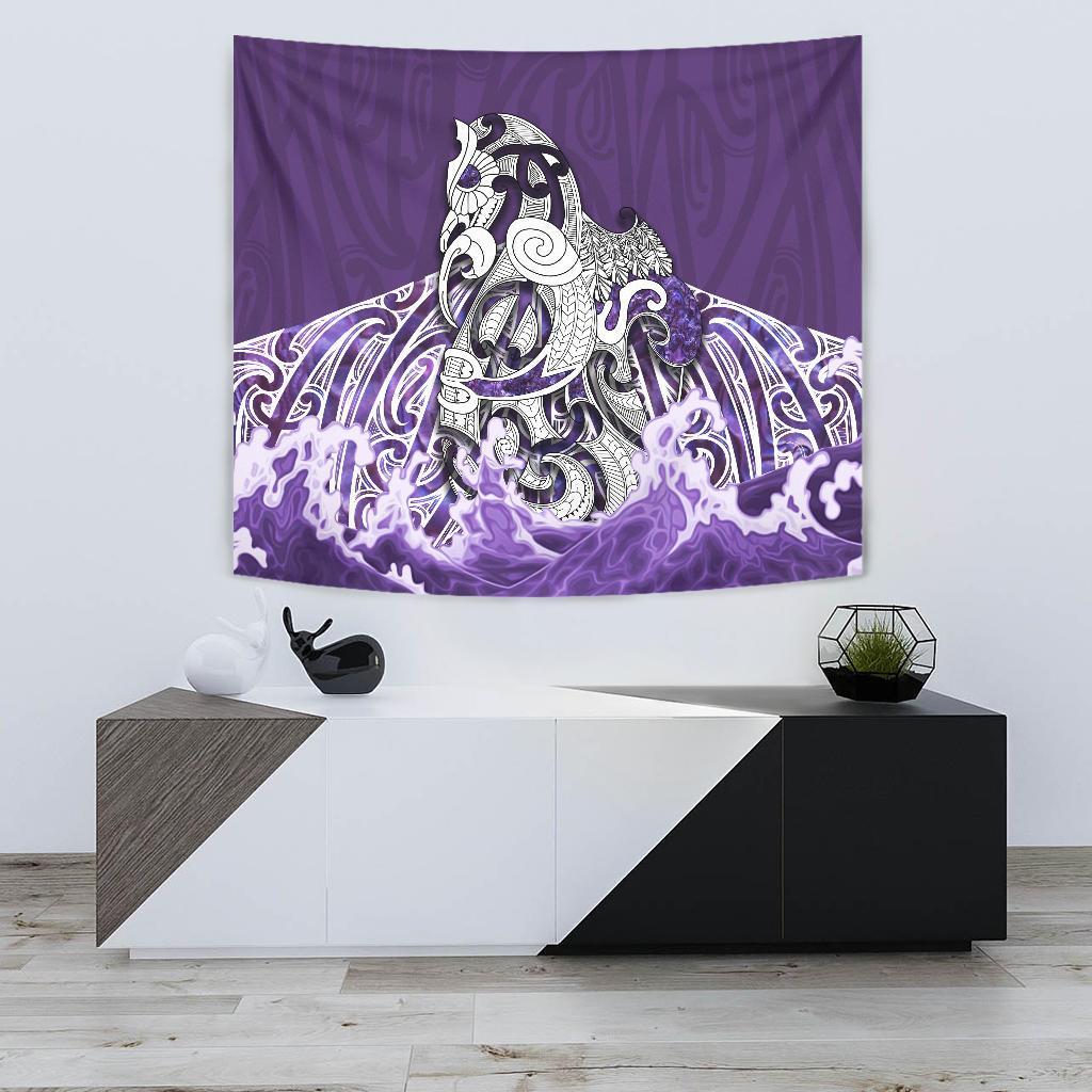 Maori Manaia The Blue Sea Tapestry, Purple - Vibe Hoodie Shop