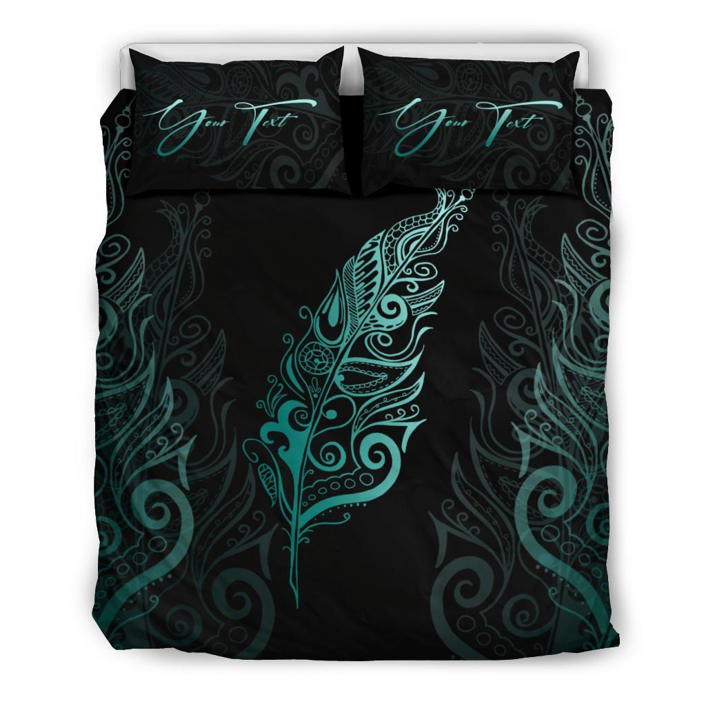 Signature Custom, Light Silver Fern Bedding Set Turquoise - Vibe Hoodie Shop