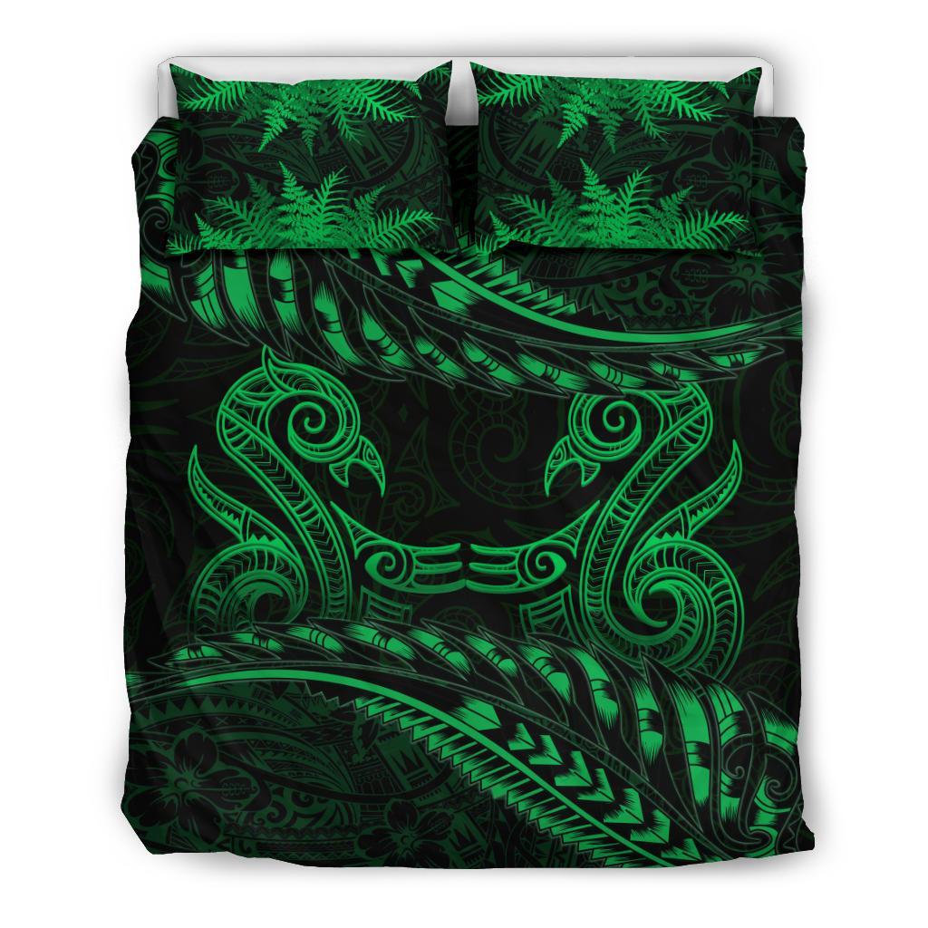 New Zealand Bedding Set Green Manaia Maori - Silver Fern Duvet Cover - Vibe Hoodie Shop