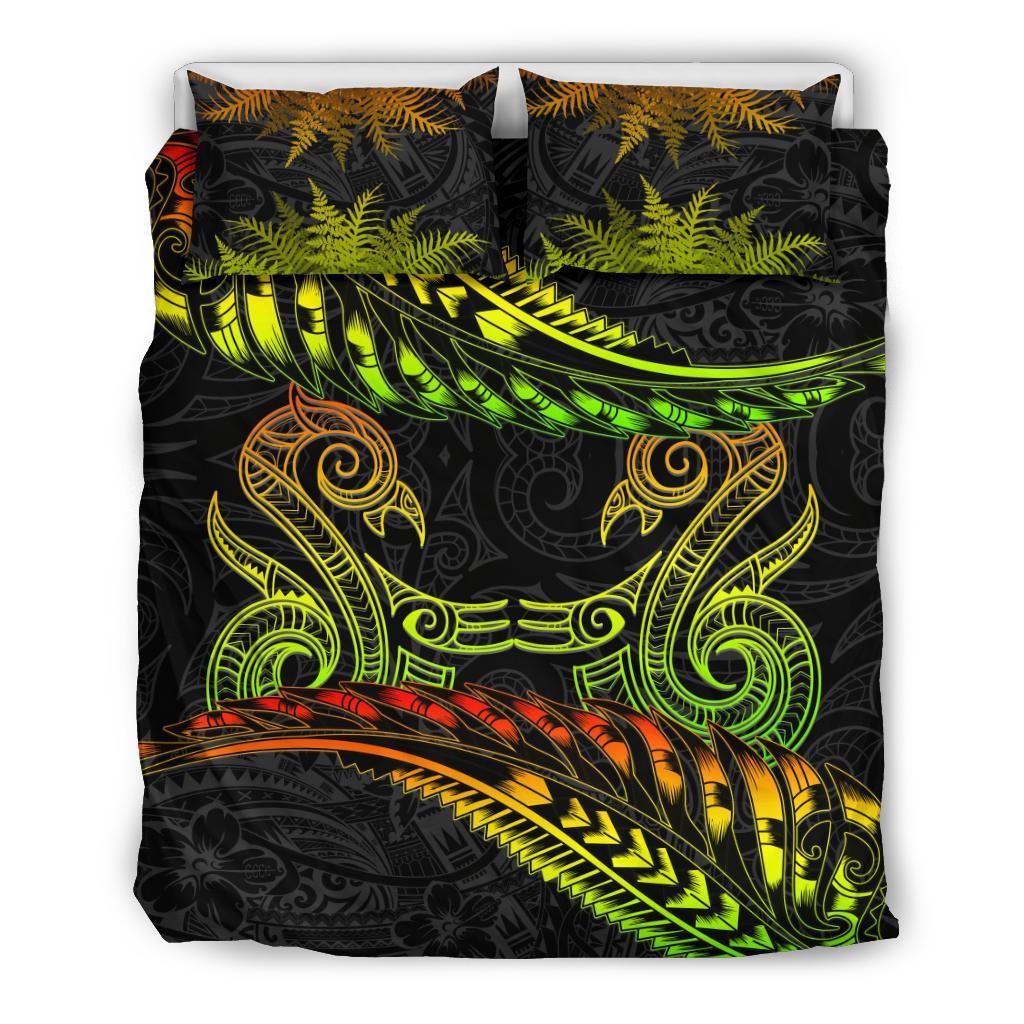 New Zealand Bedding Set Reggae Manaia Maori - Silver Fern Duvet Cover - Vibe Hoodie Shop